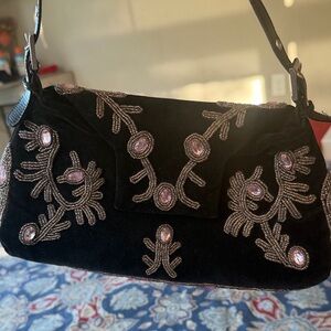 Vintage Carlo Carini Elegant Black Beaded Women's Bag